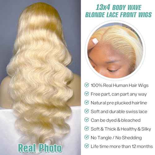 Blonde Wig Human Hair 13X4 613 Lace Front Wig Human Hair 200 Density 613 HD Lace Frontal Wigs Body Wave Lace Front Wigs Human Hair Pre Plucked