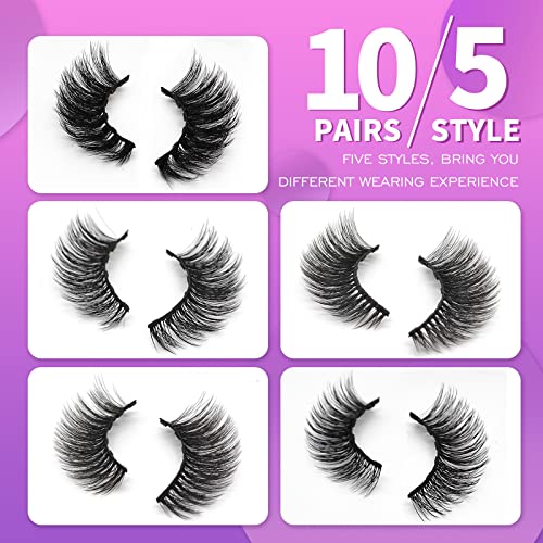 Royaomis 10 Pairs Magnetic Eyelashes with Magnetic Eyeliner