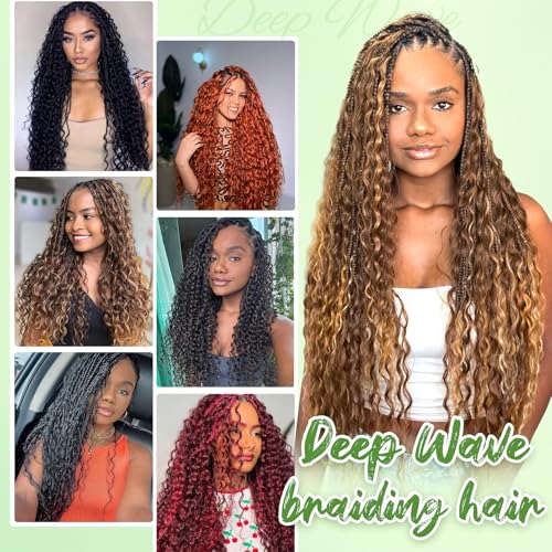 EERYA Deep Wave Crochet Braiding Hair 18 Inch 2 Pack