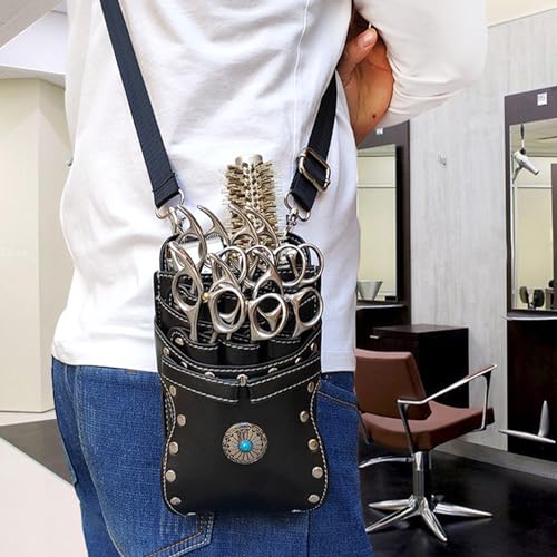7-Slot Hair Scissors Waist Bag | PU Leather Barber Tool Holster