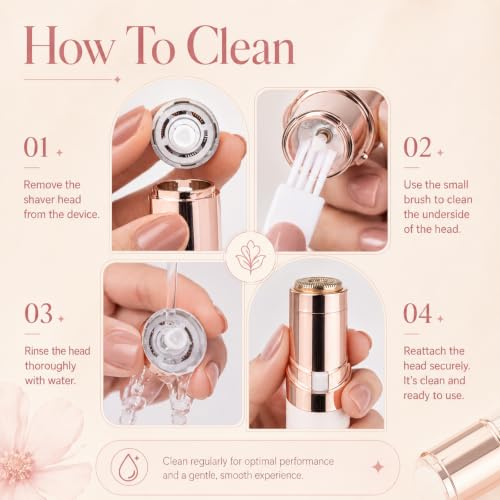 Electric Facial Hair Remover for Women - Rechargeable Shaver with LED Light & 2 Replacement Heads