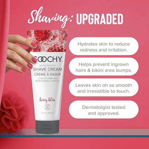 Coochy Shave Cream - Moisturizing Shave Lotion - Gentle Intimate Shaving Cream - For Bikini Area, Underarms, Legs & More - Rash-Free, Hydrating Formula - Berry Bliss - 3.4 oz