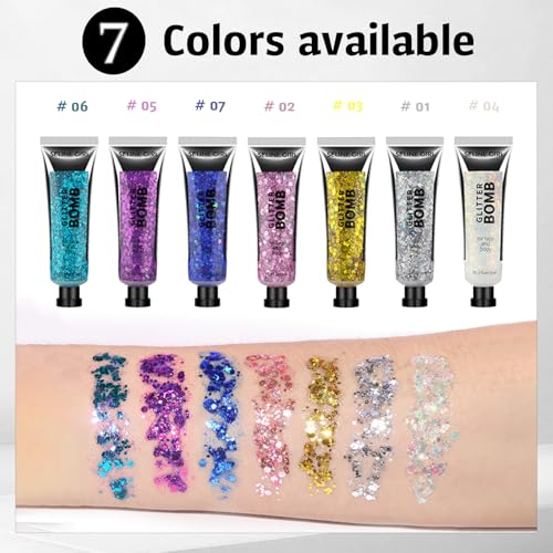 Face Glitter Gel, Hair Shimmer with Sticky Gel, Glitter for Hair DIY and Nails, Cosmetic Shimmer for Festivals Concerts and Parties #Pink