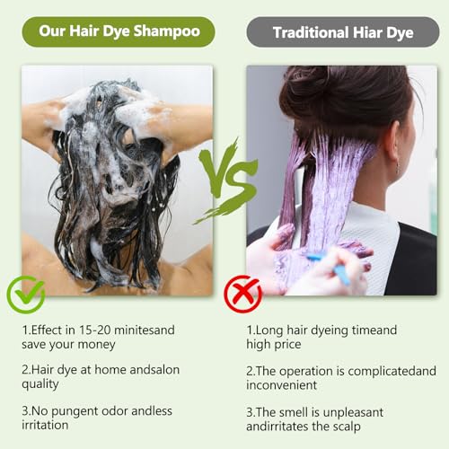 Light Brown Hair Dye Shampoo - Gray Coverage in 20 Min