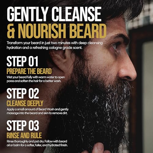 The Beard Struggle Radiance Beard Wash ? Gold Collection, Asgardian Secret ? Cleanse, Nourish & Soften ? Beard Cleanser for Men (8 fl oz)