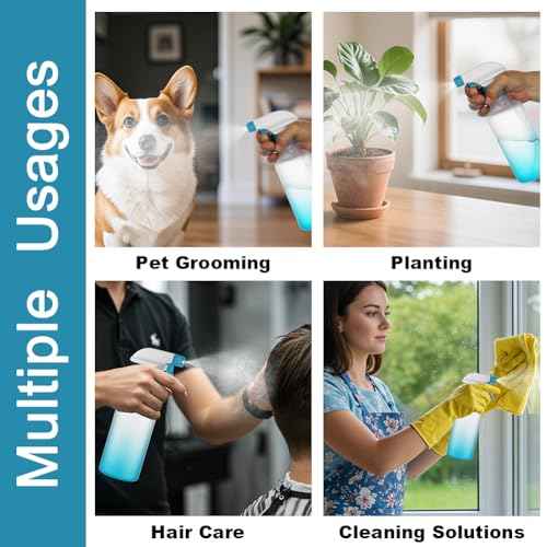 Spray Bottles 16.9oz/500ml Plastic Spray Bottle for Hair Mist/Stream Empty Spray Bottle Heavy Duty Refillable Containers for Cleaning Solutions, Plants Gradient 2 Pack (Blue)