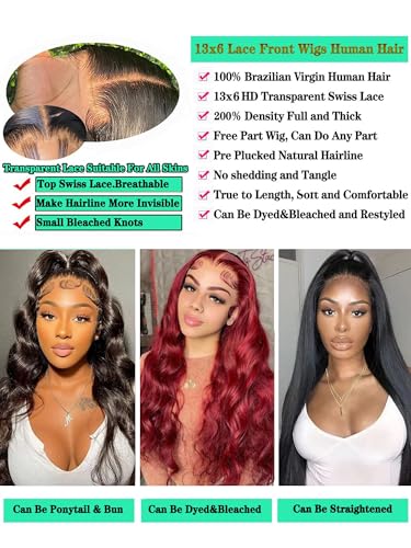 Fongly 13x6 Body Wave Lace Front Wig 26" Human Hair