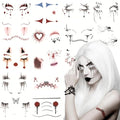 15 Sheet Halloween Face Tattoo Stickers - Waterproof Temporary