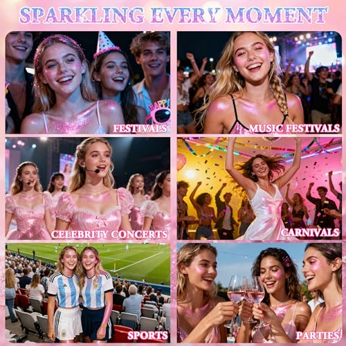Pink Body Glitter Spray for Face Hair & Body - Long-Lasting Rave & Festival Shine