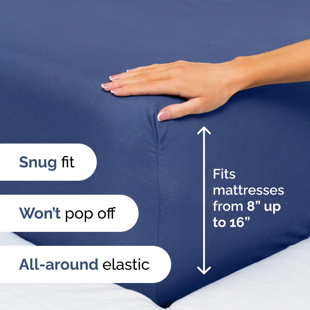 Twin 4 Piece Sheet Set - Breathable & Cooling Bed Sheets - Hotel Luxury Bed Sheets for Women, Men, Kids & Teens - Bedding w/ Deep Pockets & Easy Fit - Soft & Wrinkle Free - Twin Navy Blue Sheets