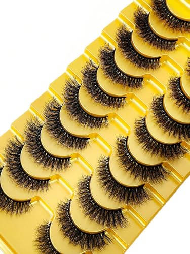 3D Mink False Eyelashes 10 Pairs Set - Natural & Fluffy