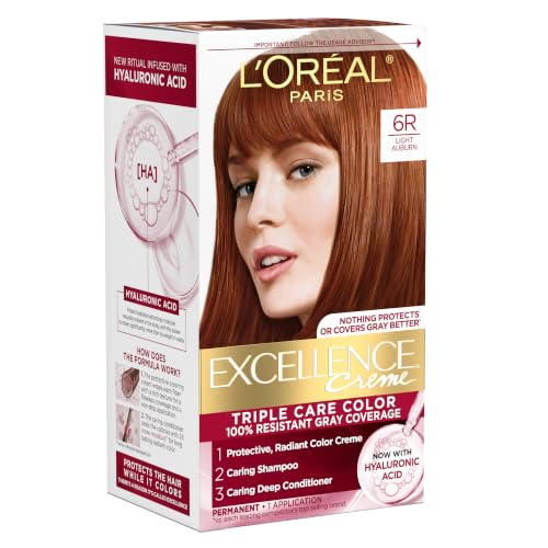 L'Oreal Paris Excellence Crème Hair Color 6R Light Auburn – 1 Box