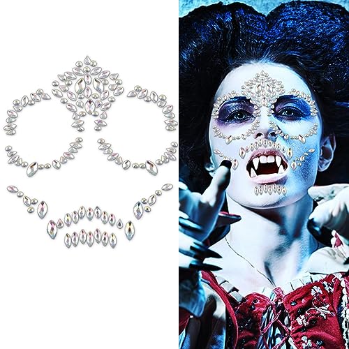 Day of The Dead White Rhinestone Face Jewels Stickers