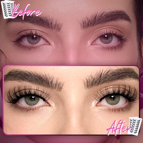 Veleasha False Eyelashes Wispy Faux Mink Lashes Fluffy Handmade Fake Eyelashes Natural Look 7 Pairs Pack Luxury Cat Eye Lashes (804)
