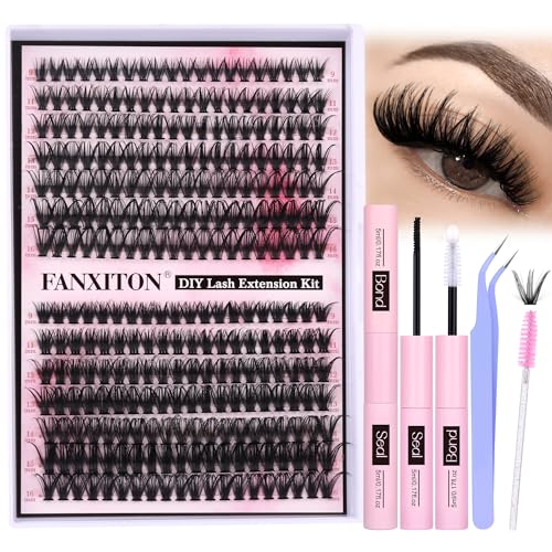 FANXITON DIY Eyelash Extension Kit - 280 Thick Volume Clusters