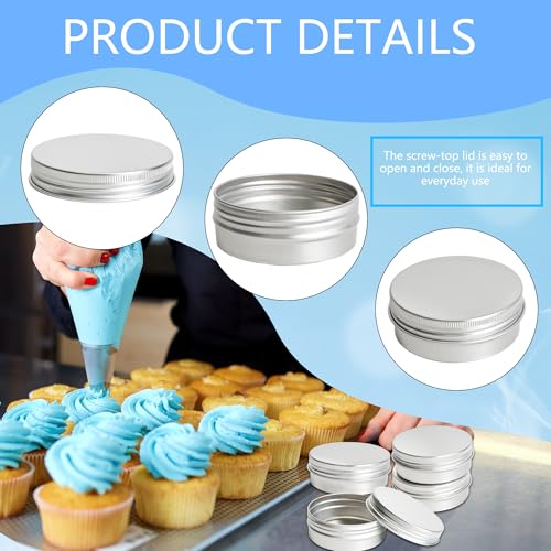 120 Pack Round Aluminum Tin with Screw Lid 2 oz Round Metal Cans Containers Empty Balm Storage Jars DIY Crafts Refillable Tin for Candle Salve Cosmetic Spices Food Lotion Beard (Color Set 1)