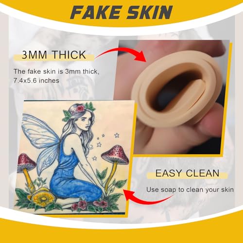 3MM Tattoo Practice Skin Kit - 3 Pcs Fake Skin & 15 Stencil Paper