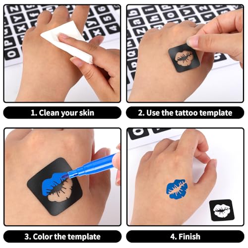 JUNEBRUSHS 1152 Pcs Temporary Tattoo Stencils, Henna Tattoo Stencils with Various Tattoos Stencils Stickers for Kids Boys Girls Women Face Make up Art Craft Festival Gift (29 x 21 cm)
