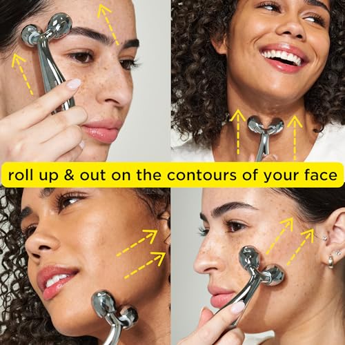Pacifica Future Youth Stainless Steel Face Roller ? Cooling Dual Gua Sha Facial Massager for Sculpting, Contouring & De-Puffing ? Anti-Aging Skin Care Tool for Wrinkles & Fine Lines Lymphatic Drainage