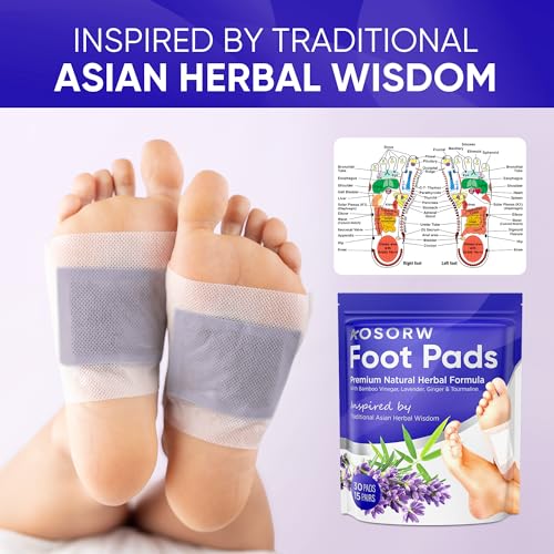AOSORW Natural Bamboo Vinegar Herbal Foot Pads - Lavender & Ginger, 30 Pack