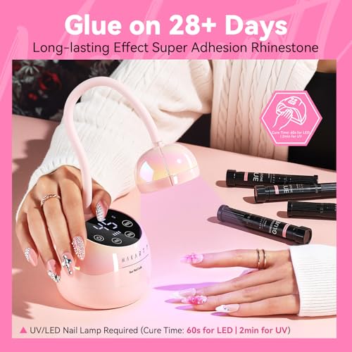 Makartt Nail Rhinestone Glue Gel 8ml*4 with Precision Brush & Tip - Gem Grip