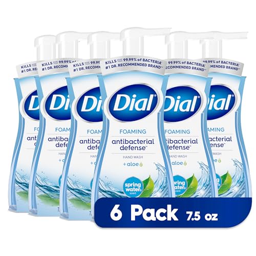 Dial Antibacterial Foaming Hand Wash, Spring Water, 7.5 fl oz (Pack of 6) & Antibacterial Liquid Hand Soap, Spring Water, 11 fl oz (Pack of 4)