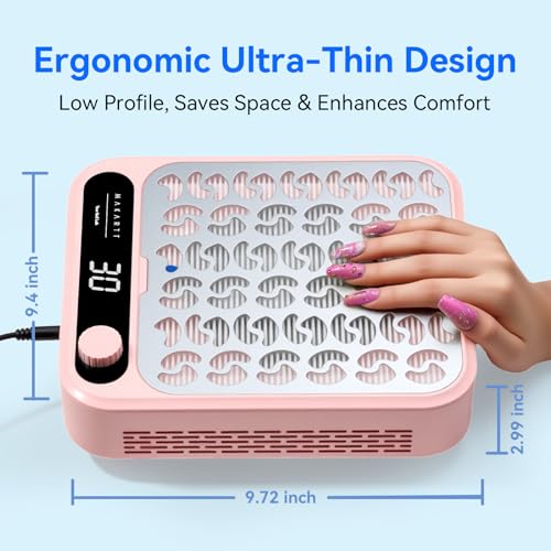 Larina Pink Makartt Nail Dust Collector with LED Display & Speed Control