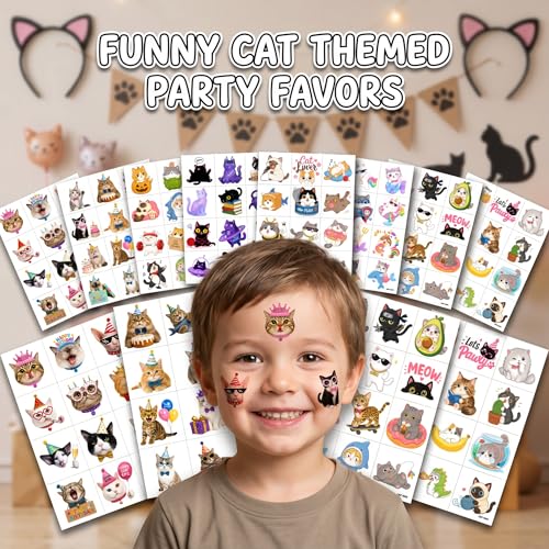 96 Cute Cat Temporary Tattoos for Kids