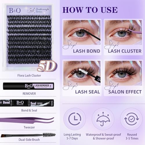 Feath5D Flora Wispy Lash Clusters Kit - C Curl 5D Fluffy
