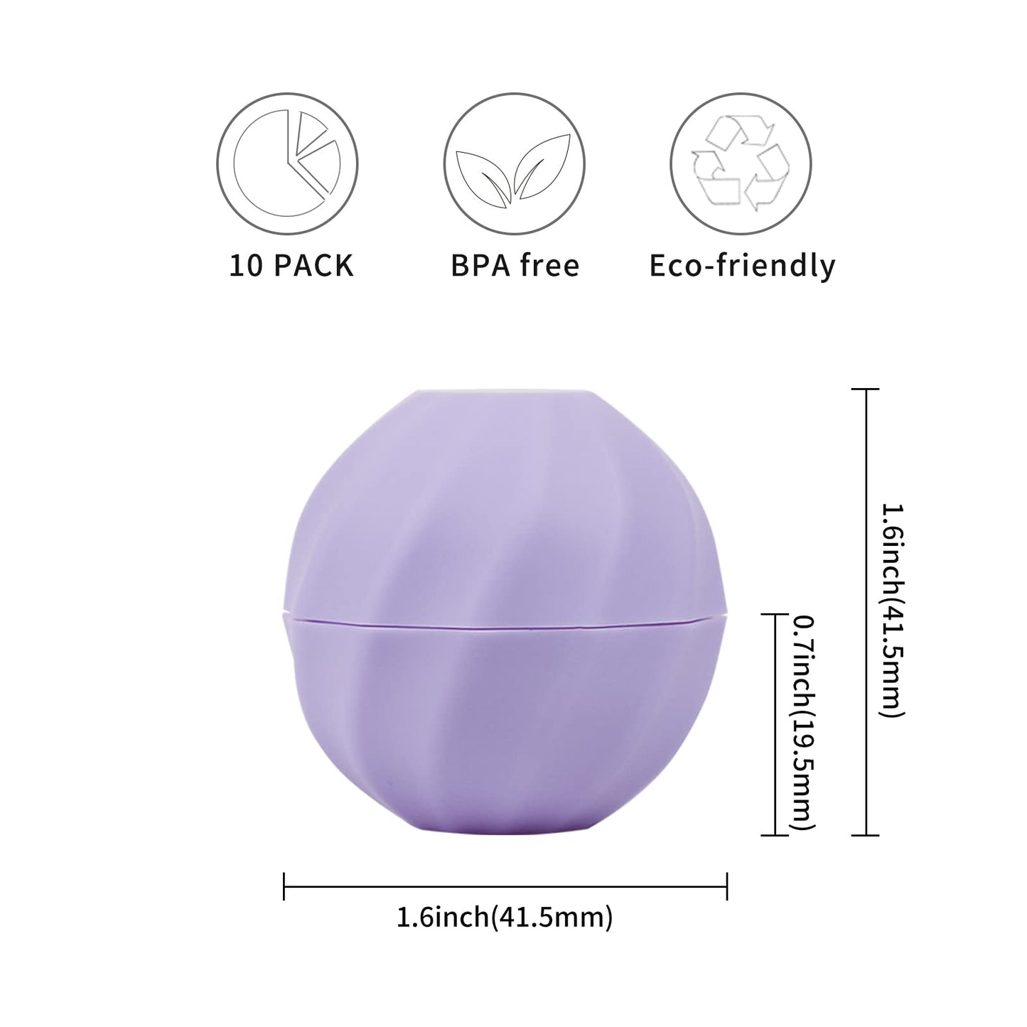 longway 0.24Oz (7ml) Empty Lip Balm Sphere Containers | Screw Cap Lipstick Tubes/Chapstick Tubes/Chapstick Holder for Lip Gloss & BPA FREE (Pack of 10 (Light Purple)