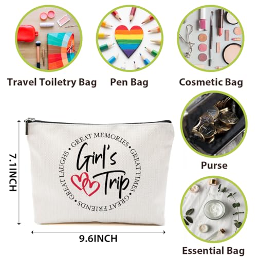 4 PCs Girls Trip Favors - Funny Makeup Bag, Bestie Gifts for Women, Graduation & Wedding Toiletry Bag