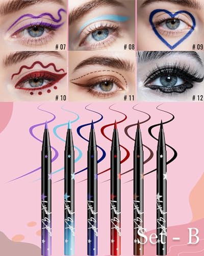 6Pcs Colored Liquid Eyeliner Pen Set – Waterproof Matte