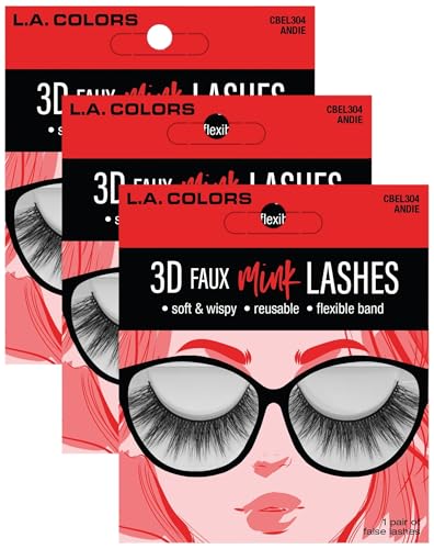 L.A. COLORS 3D Faux Mink Lashes Andie - Pack of 3