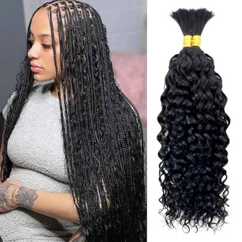 Human Braiding Hair Water Wave Boho Braids Human Hair Bulk Human Hair for Braiding 100g 2Bundle/Pack No Weft Bundles for Braiding Micro Human Braiding Hair for Boho Braids (26 Inch)