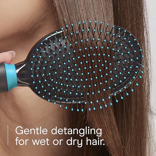 Detangling Hair Brush with Metal Bristles - Cushion Base, Teal, Pack of 1