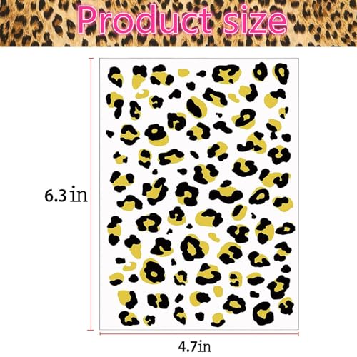 Leopard Face Stickers - 4 Sheets Halloween Temporary Tattoo Stickers for Face & Body - Wild Animal Print Fake Tattoos for Costume, Party, Festival, Tiger & Leopard Makeup