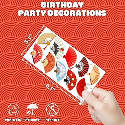 100 PCS Folding Fan Temporary Tattoos - Party Favors