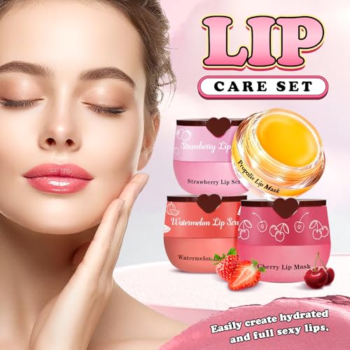 4-Piece Lip Scrub & Mask Set - Exfoliate & Moisturize