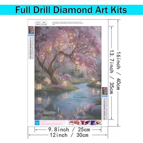 Cherry Blossom 5D Diamond Painting Kit for Adults - 12x16 Inch