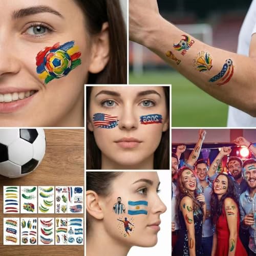 Jimmyxqw Soccer Face Temporary Tattoos Sheets - 8 Styles, Waterproof Sports Decals