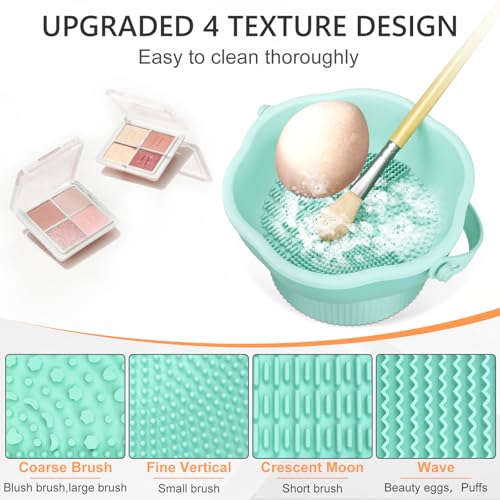 Senbowe 3 in 1 Makeup Brush Cleaner Mat with Bowl