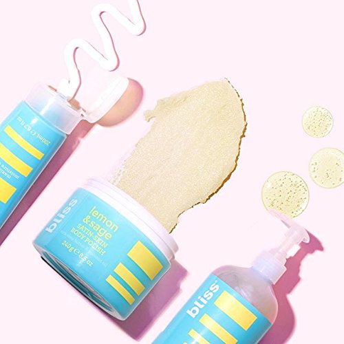 Bliss Hydrate and Exfoliate Duo Body Butter - Grapefruit and Aloe - Maximum Moisture Cream - 6.7 Fl Oz - Body Lotion for Dry Skin Satin-Skin Body Polish - Lemon and Sage - Body Scrub wit