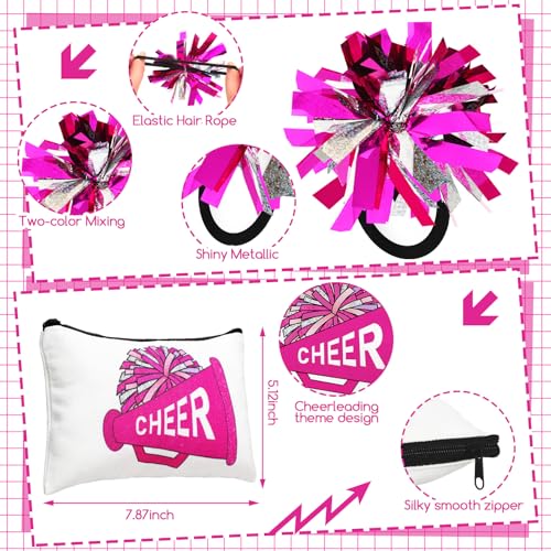 48 Pcs Cheer Gifts Bulk for Team Cheer Gifts Bulk Include 12 Pcs Cheer Makeup Bag 12 Pcs Cheer Lip Balm 12 Pcs Lip Balm Holder 12 Pcs Hair Ropes for Women Cheerleader Teammates