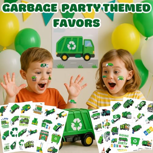 96 Garbage Truck Temporary Tattoos for Kids | Party Favors
