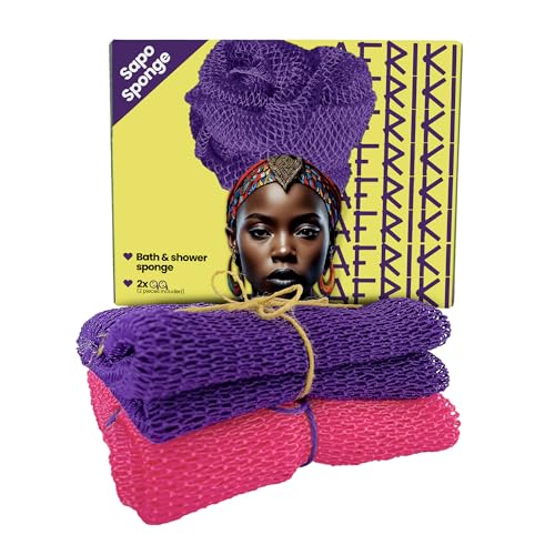 African Net Sponge 2 Pack - Extra Long Exfoliating Body Scrubber