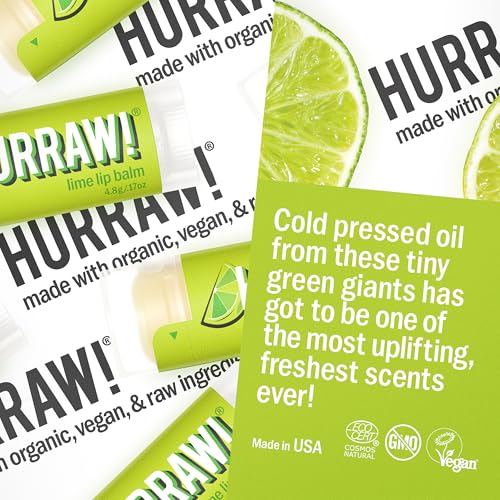 Hurraw! Lime Lip Balm, 2 Pack: Organic, Certified Vegan, Cruelty and Gluten Free. Non-GMO, 100% Natural Ingredients. Bee, Shea, Soy and Palm Free. Made in USA