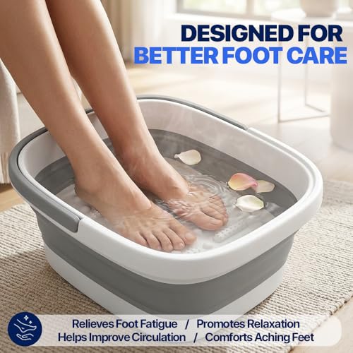 Collapsible Foot Bath with Massage Rollers - Portable Soaking Tub