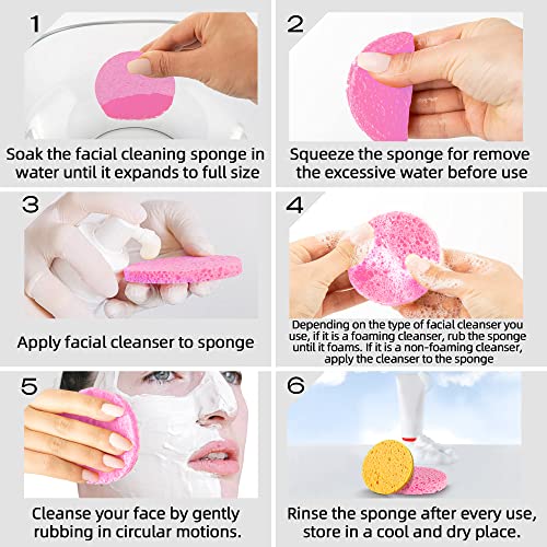 50-Count Compressed Cellulose Facial Sponges for Cleaning & Exfoliation