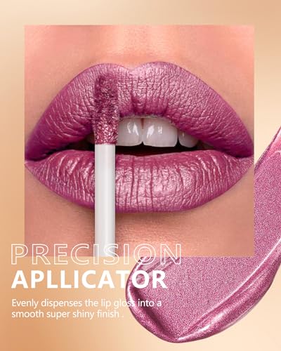 Metallic Pink Lipstick - Long Lasting Waterproof Liquid Lip Gloss