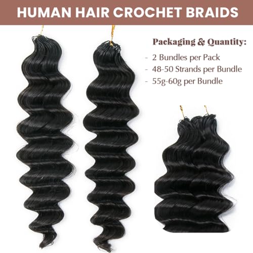 20" Human Crochet Hair Extensions - Knotless Loose Deep Wave